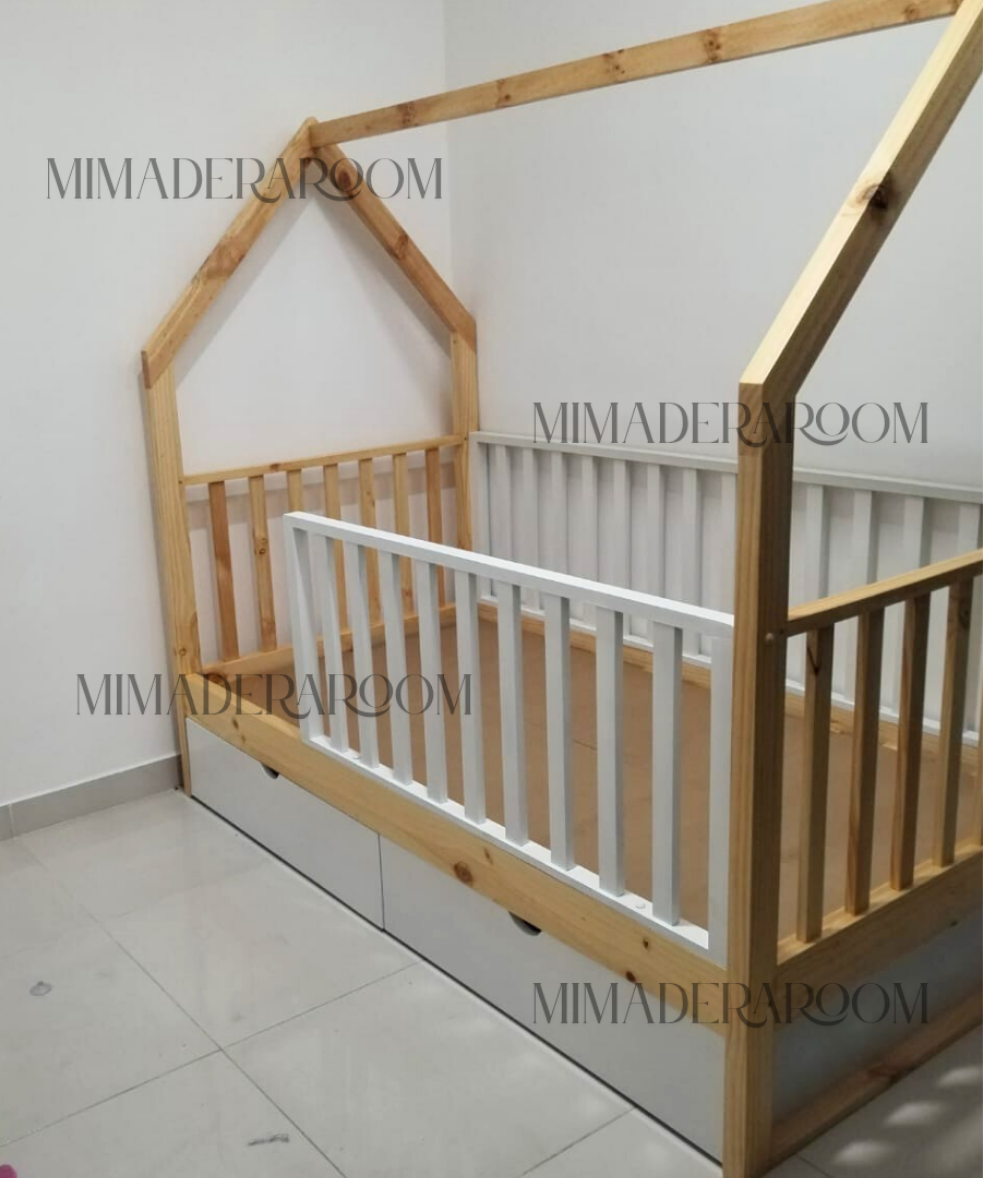 Cama casita nido con barandas