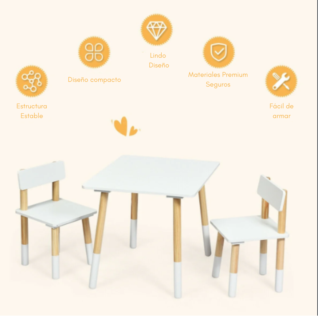 Mesa Blanca con 2 sillas