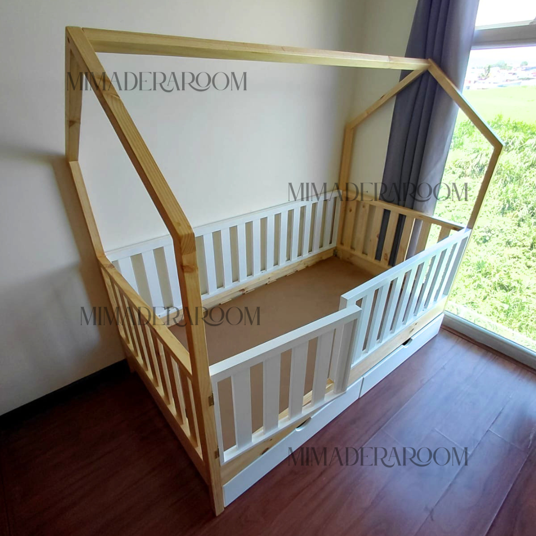 Cama casita nido con barandas