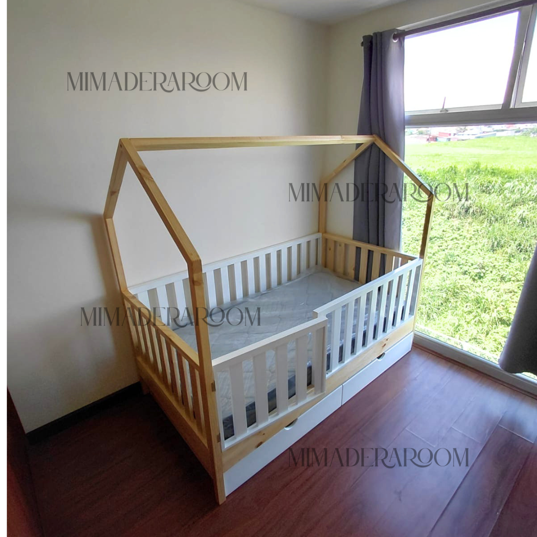 Cama casita nido con barandas