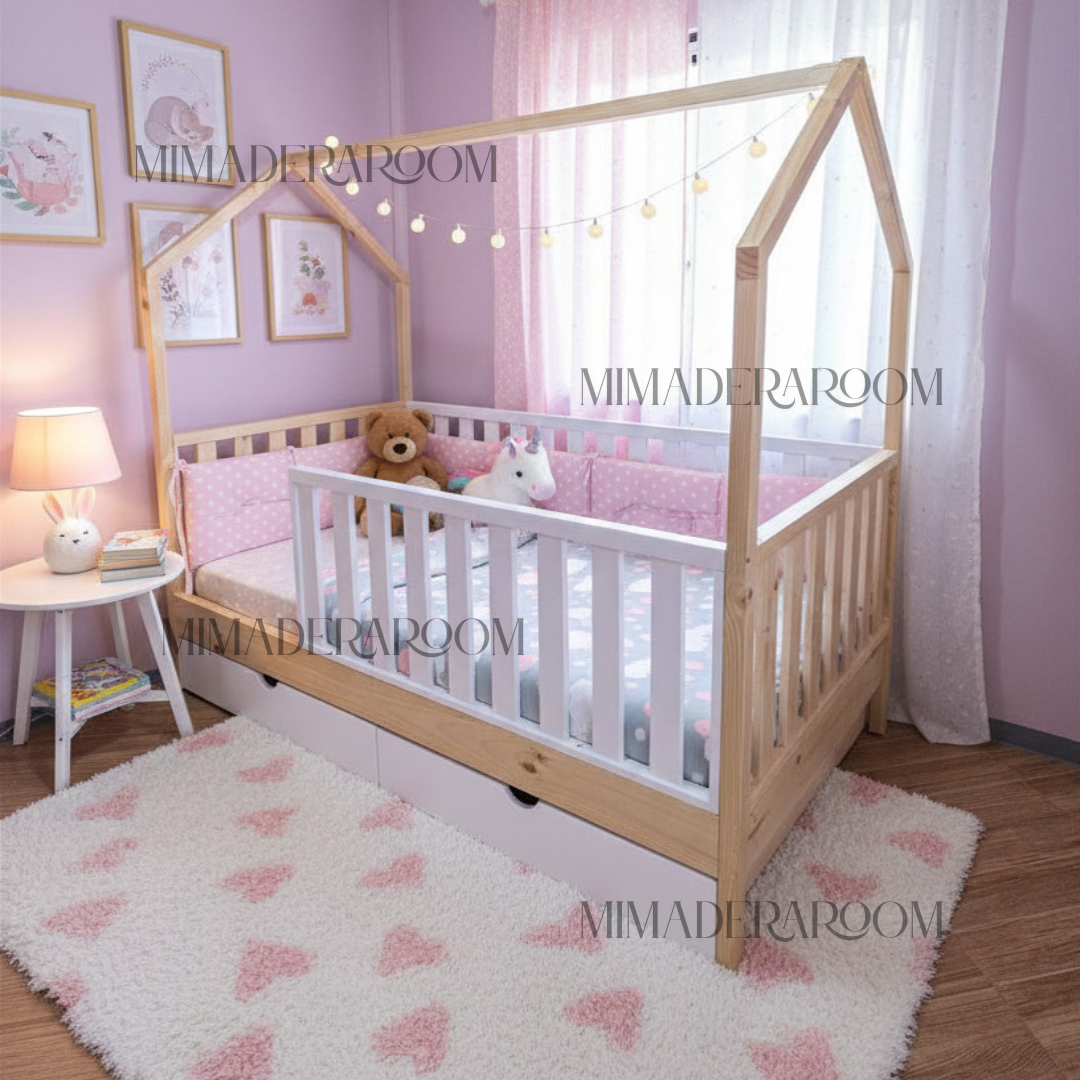 Cama casita nido con barandas
