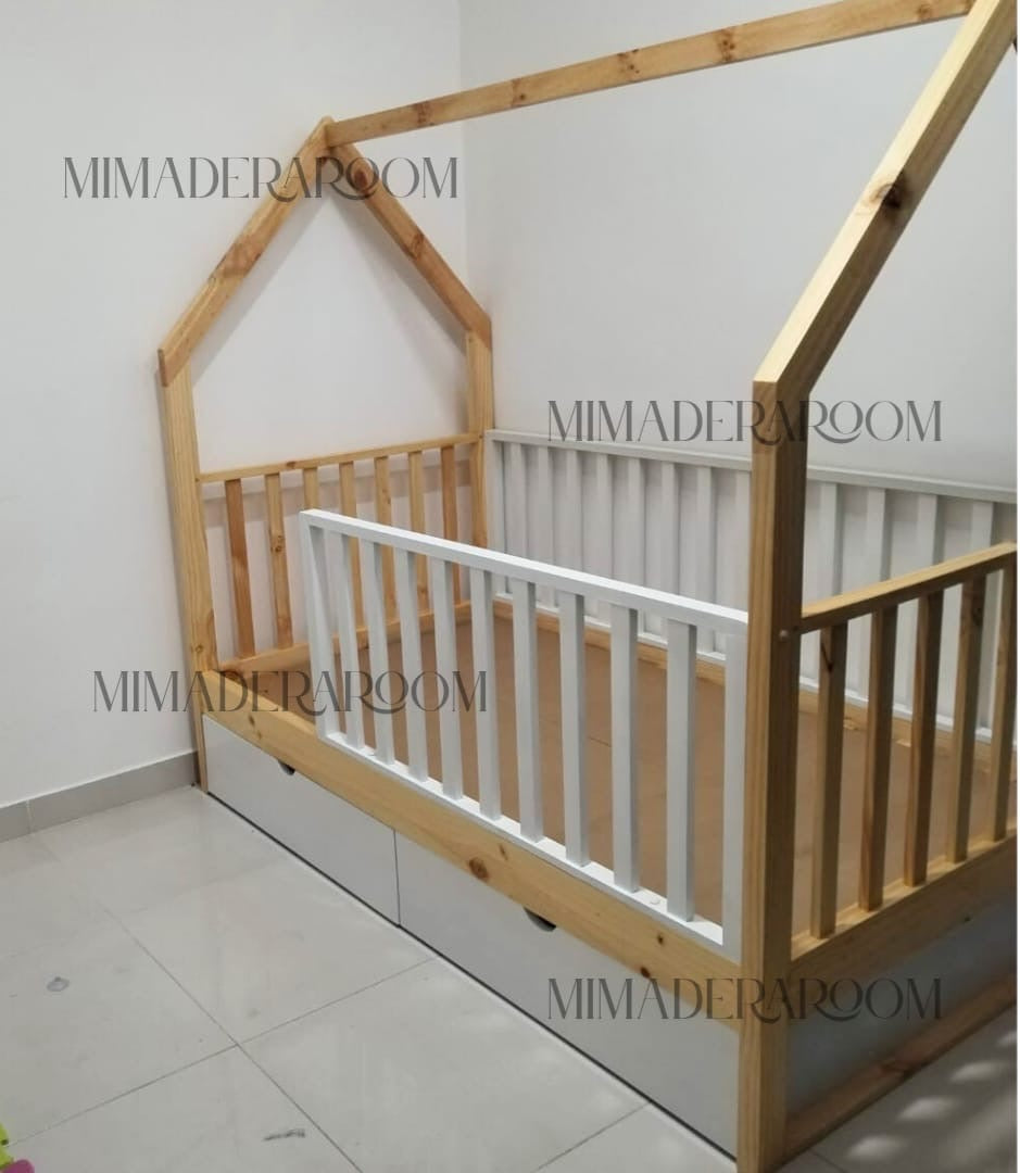 Cama casita nido con barandas