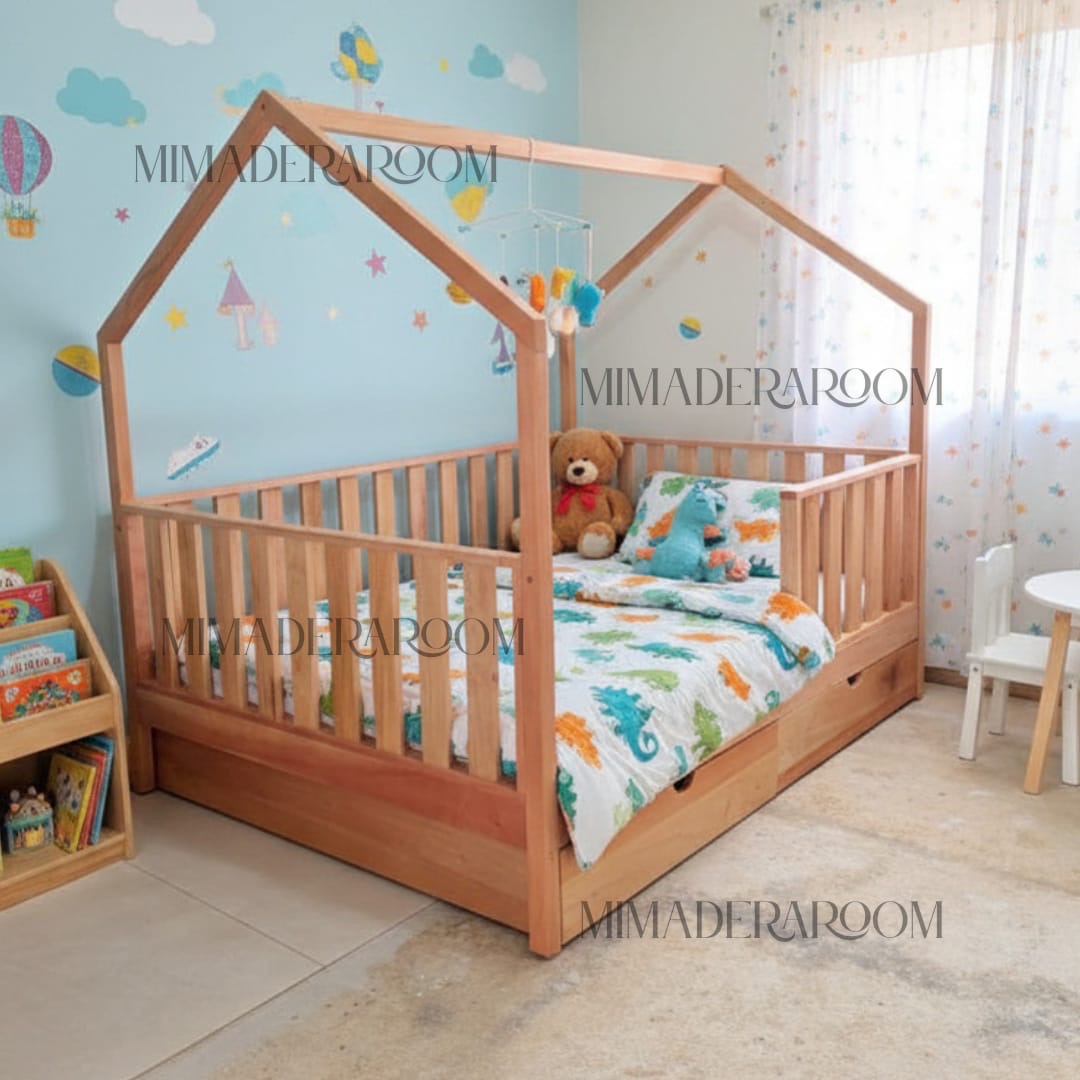 Cama casita nido con barandas