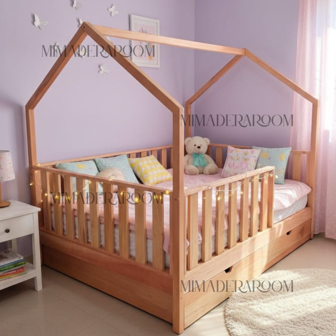 Cama casita nido con barandas