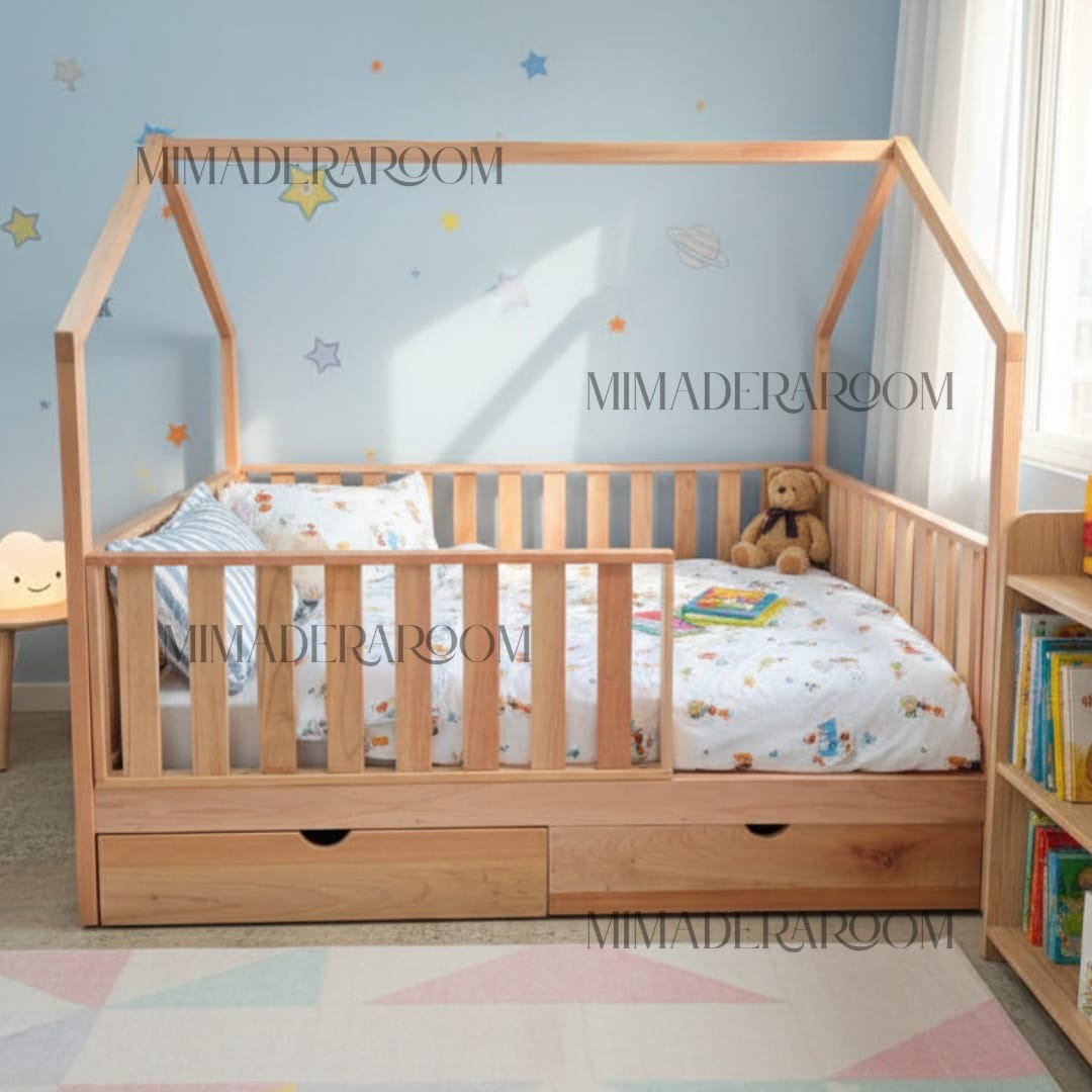 Cama casita nido con barandas