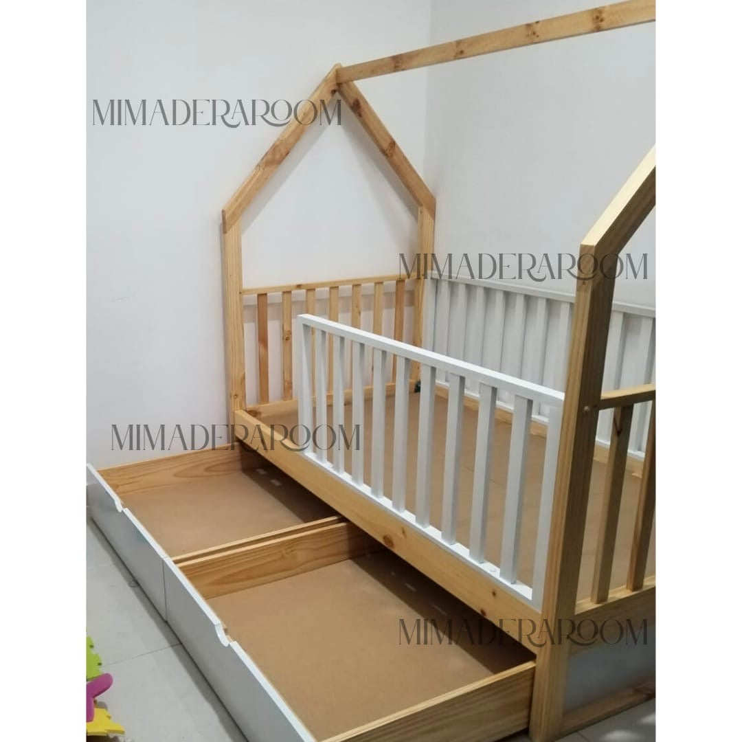 Cama casita nido con barandas